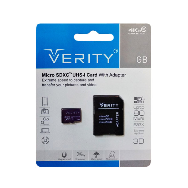 مموری میکرو MICRO SD وریتی VERITY مدل U3 ظرفیت 32 گیگابایت